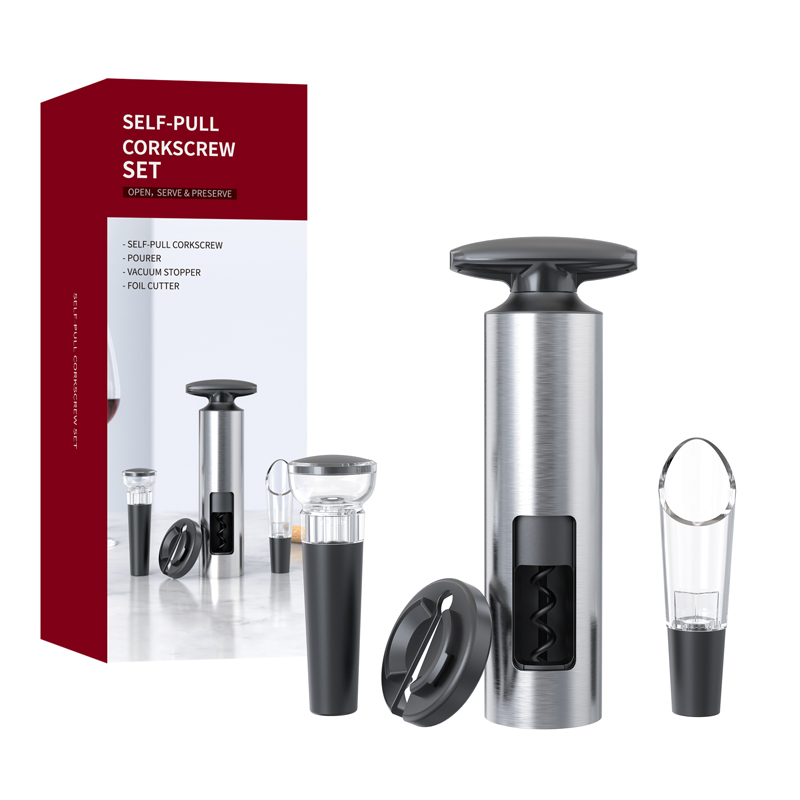 Custom Automatic Corkscrew 4 Piece Wine Bottle Opener Set