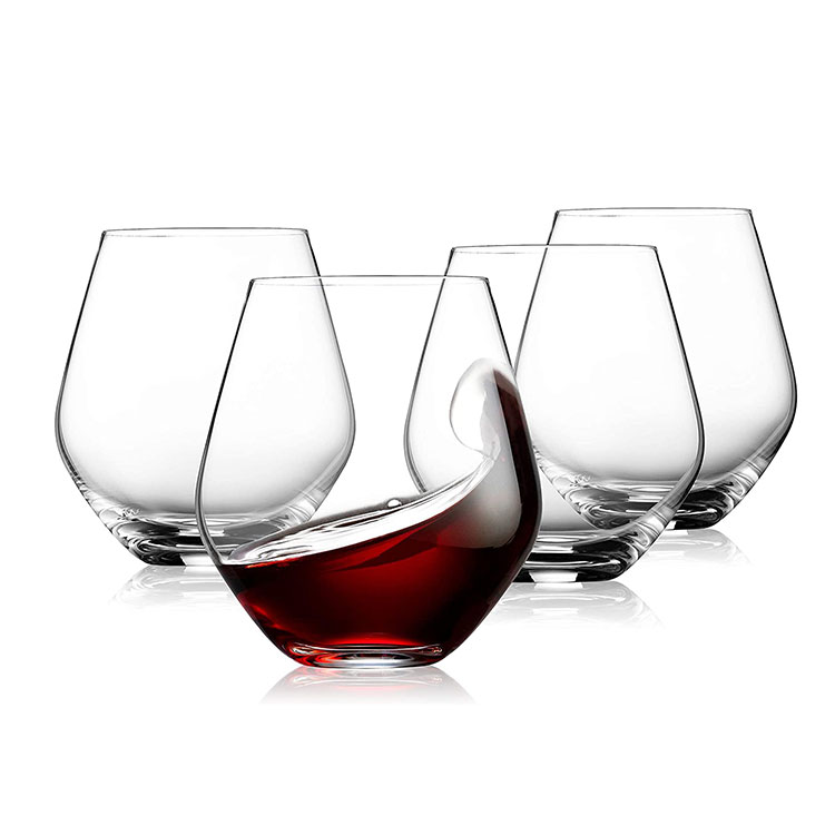 Crystal Stemless Wine Glasses Set 17oz