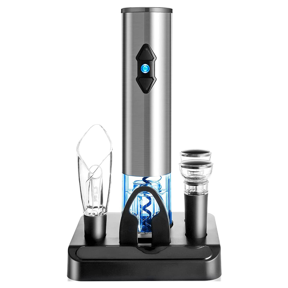 Automatic Electric Wine Opener - Battery Powered, One-Touch Cork Removal, Sleek Black Design